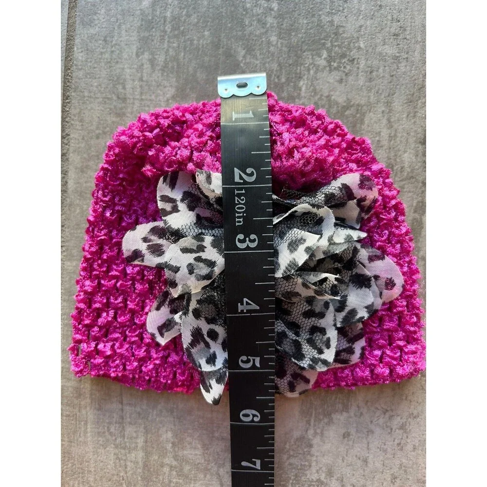 Little Me Baby Girl Pink Purple Tulle Flower Fancy Crochet Hat 0-12 Months CUTE